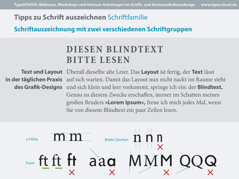 Auszeichnung-Typografie-Schriftfamilie-Scriftgruppen-Kriterien